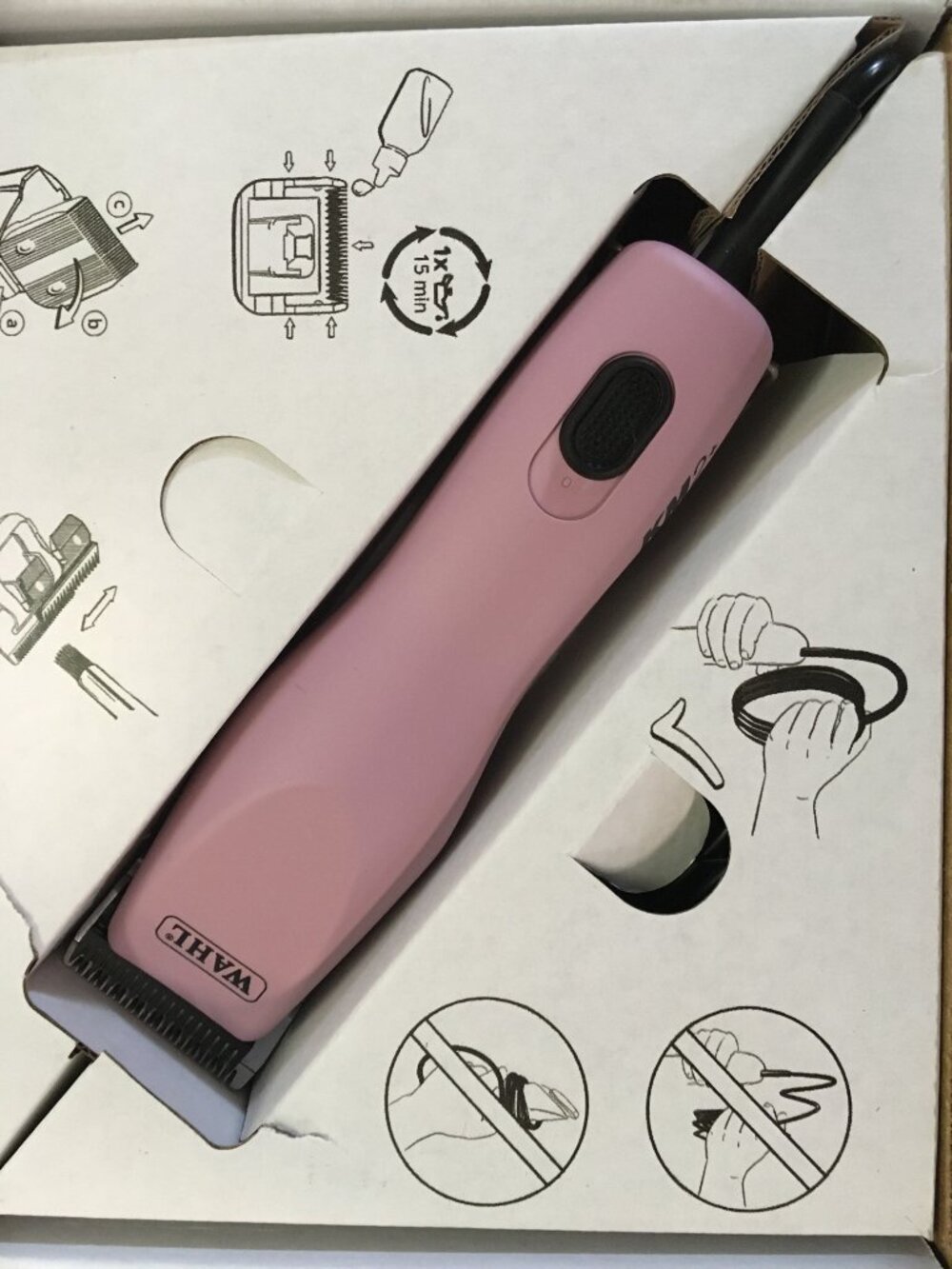 EXC Wahl Pro Animal KM2+ Corded Pet Clippers 2 Speed Pink Box #30 Blade